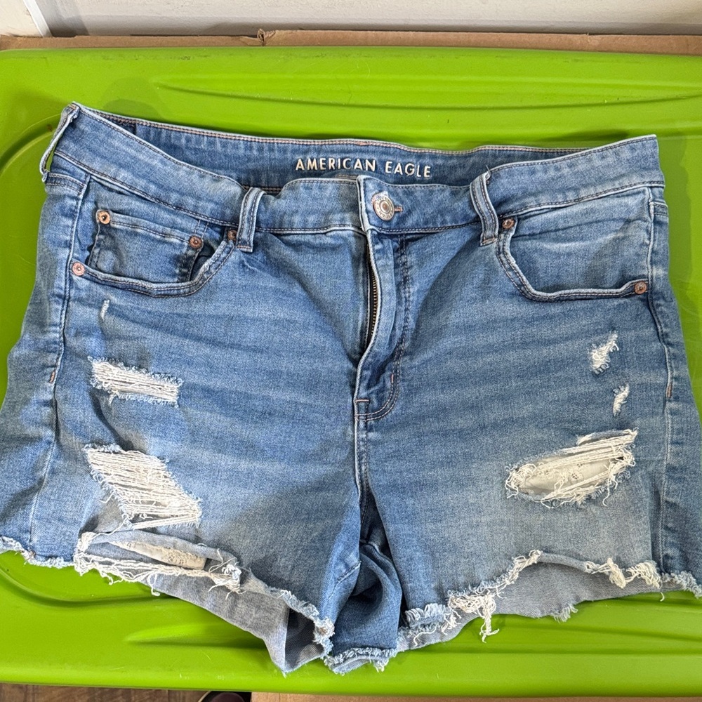 American Eagle Outfitters Light Blue Ripped Jean Shorts